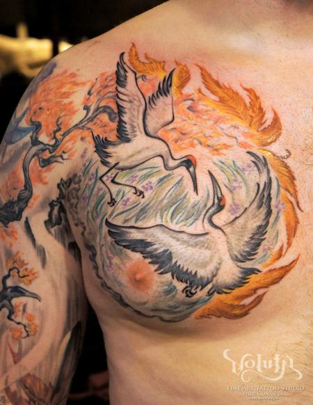 Tattoos - Courting Cranes Tattoo - 64494